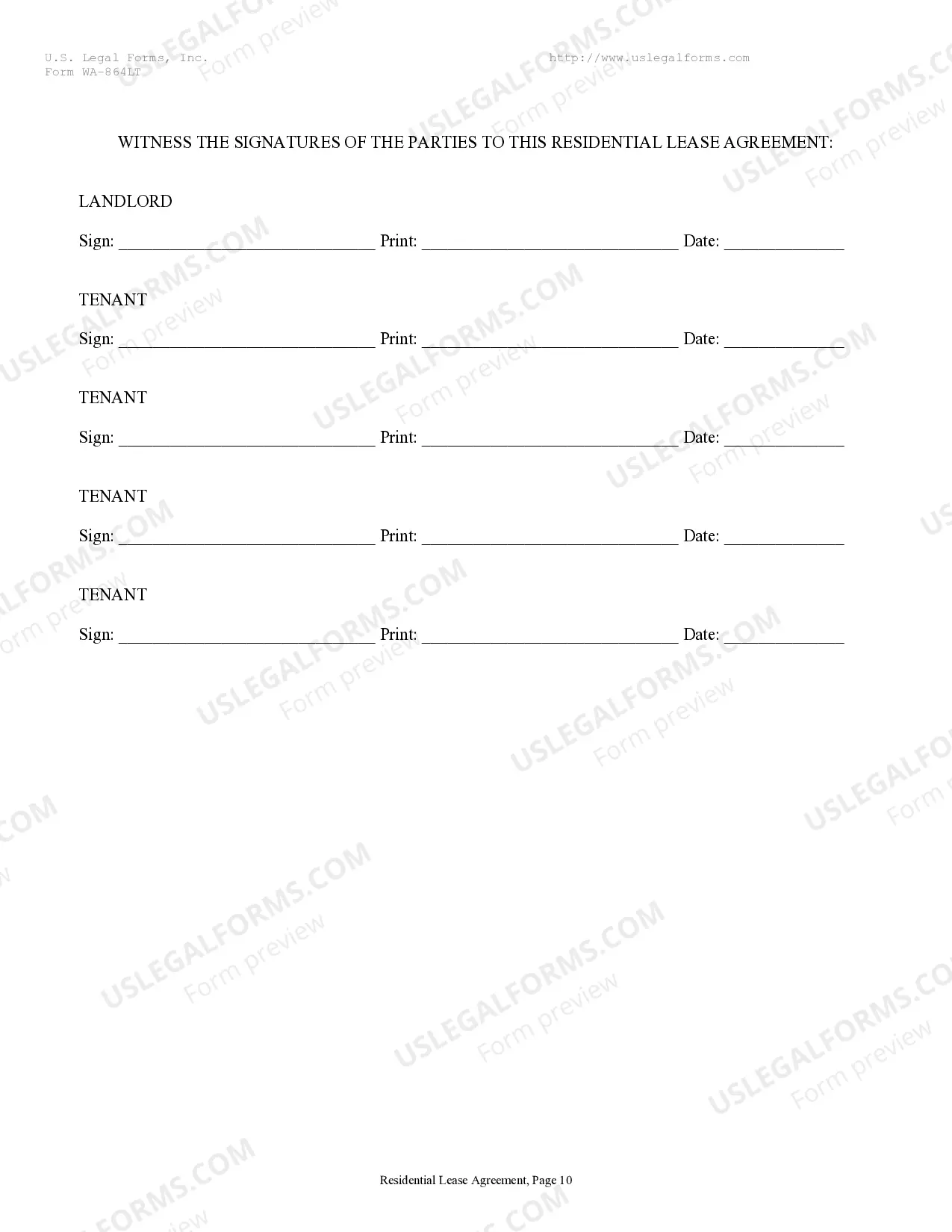 Preview Residential Rental Lease Agreement