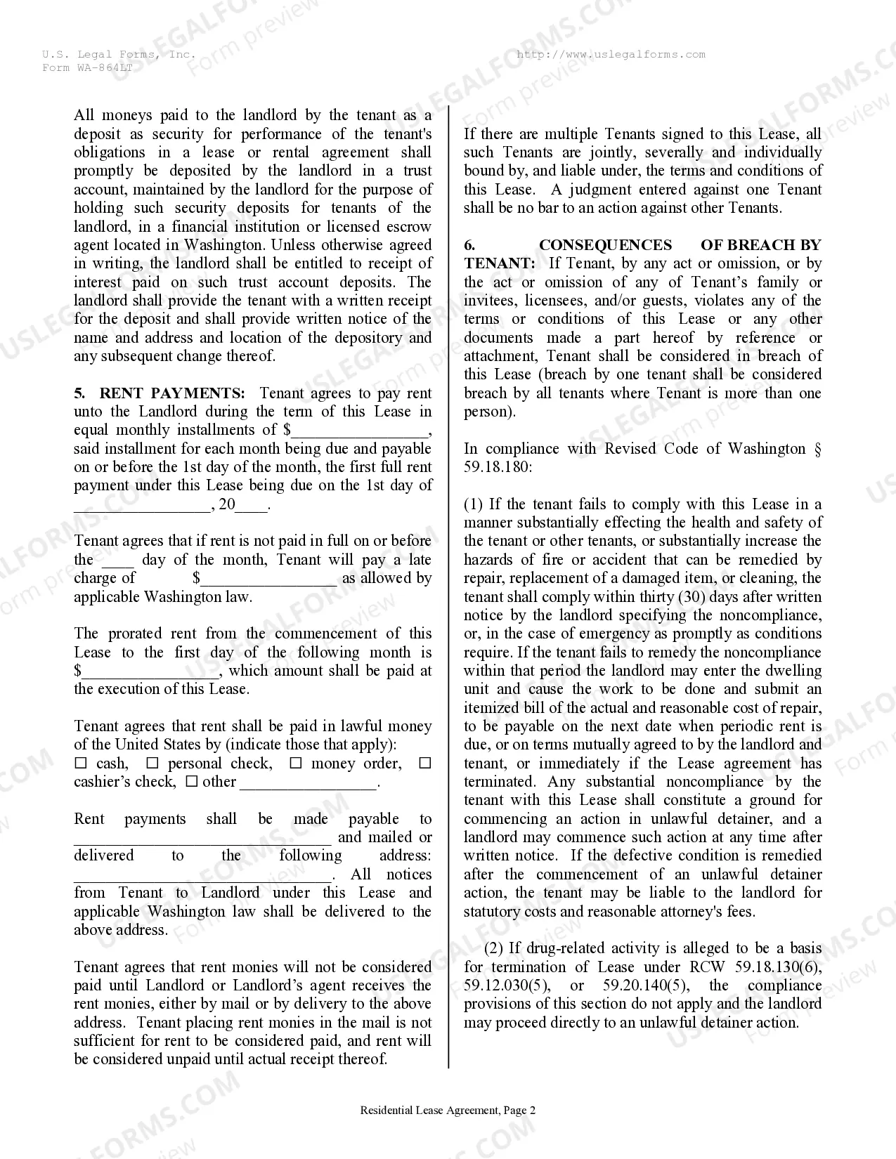 Preview Residential Rental Lease Agreement