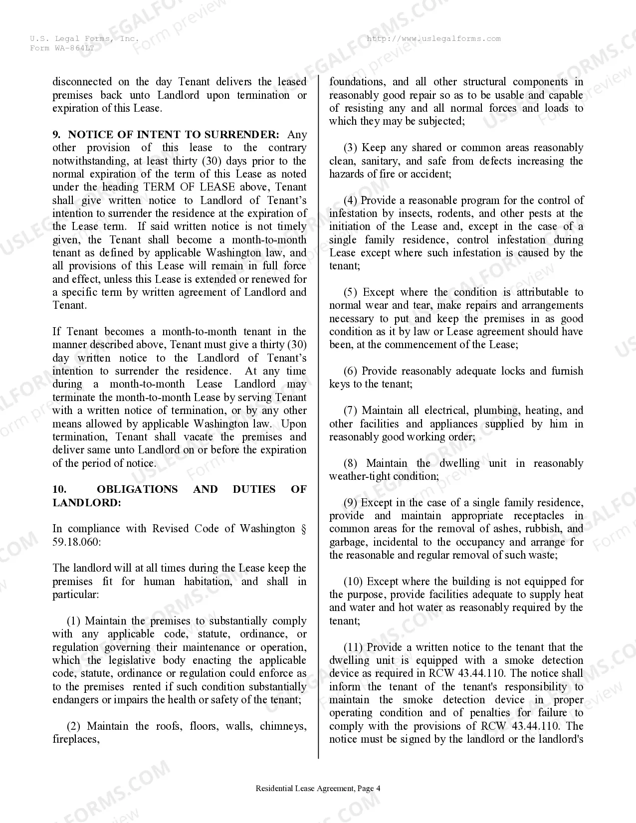 Preview Residential Rental Lease Agreement