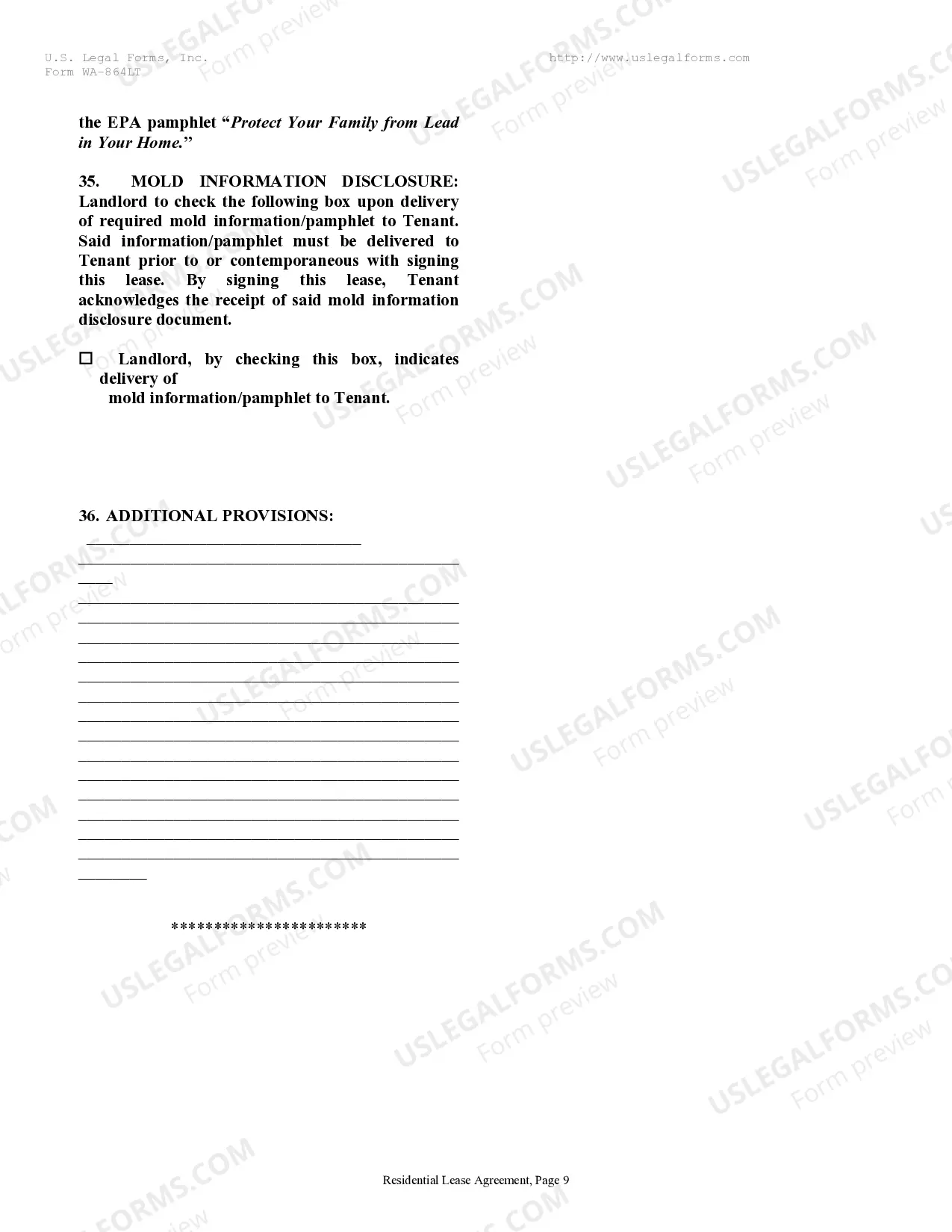 Preview Residential Rental Lease Agreement