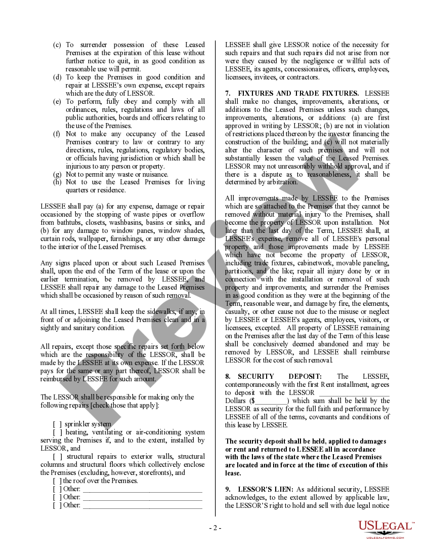 Washington Commercial Building or Space Lease Commercial Building Lease US Legal Forms