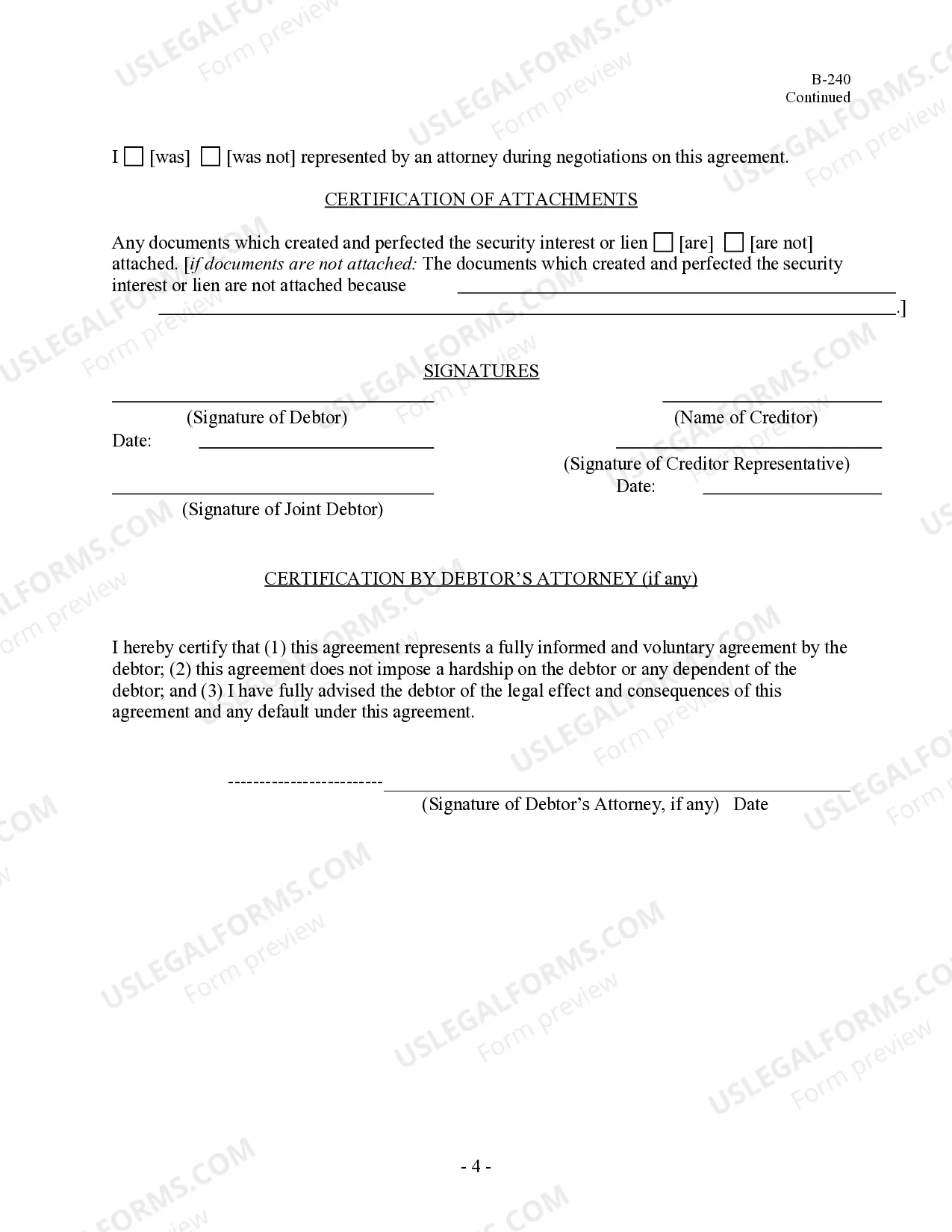Preview Reaffirmation Agreement