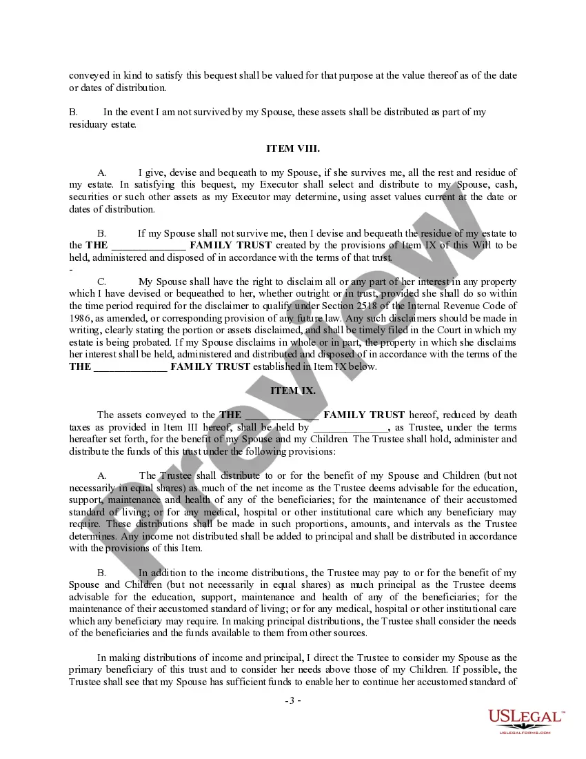 Preview Complex Will with Credit Shelter Marital Trust for Large Estates