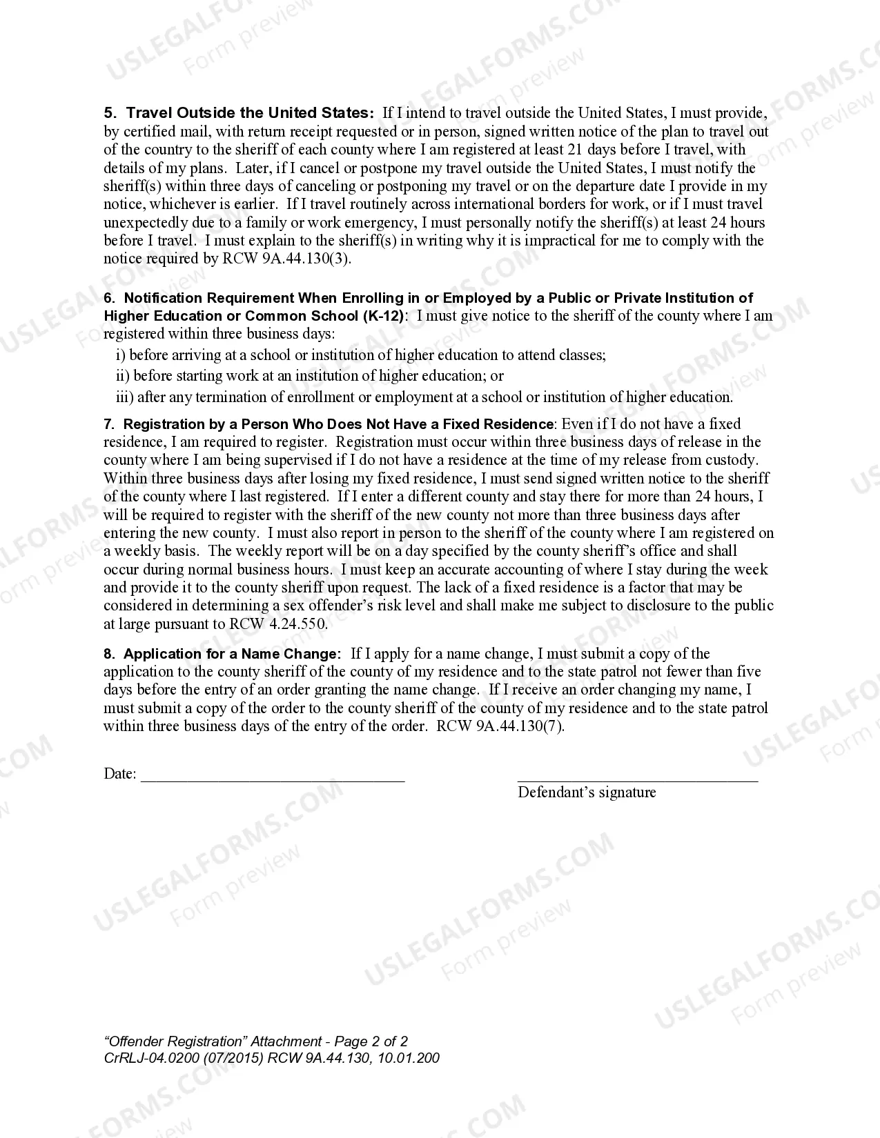 Preview CrRLJ 04.0200 - Offender Registration Attachment
