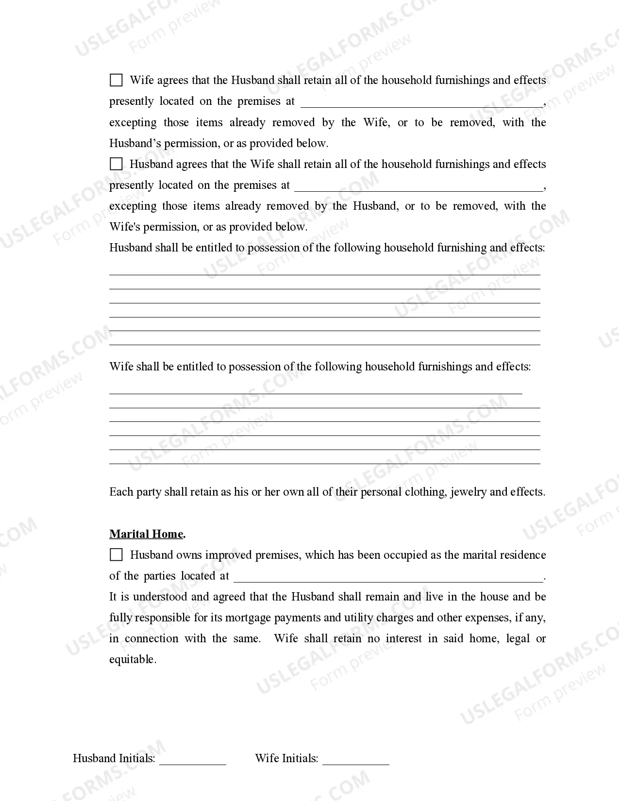 Preview Marital Domestic Separation and Property Settlement Agreement Minor Children no Joint Property or Debts where Divorce Action Filed