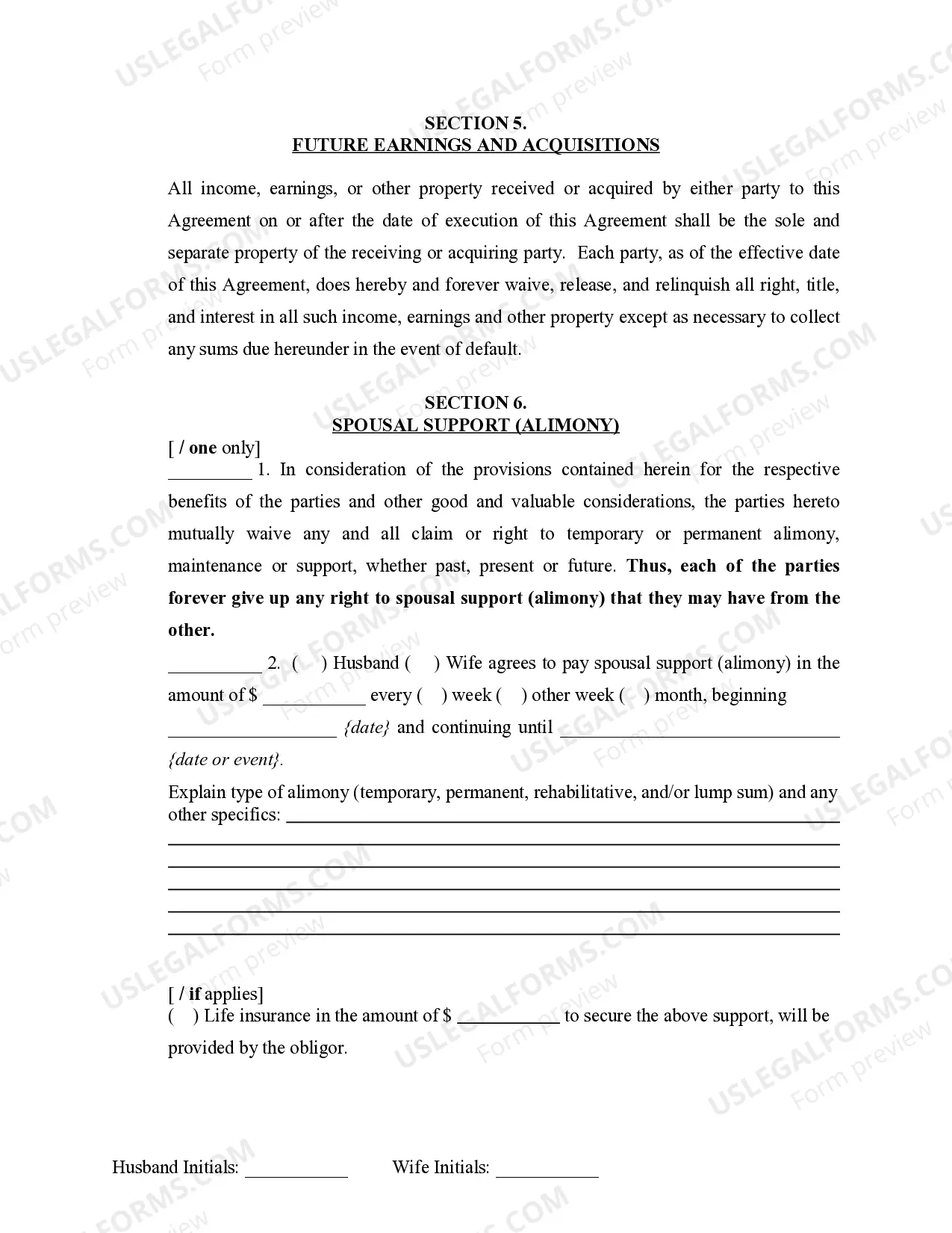 Preview Marital Domestic Separation and Property Settlement Agreement Minor Children no Joint Property or Debts where Divorce Action Filed