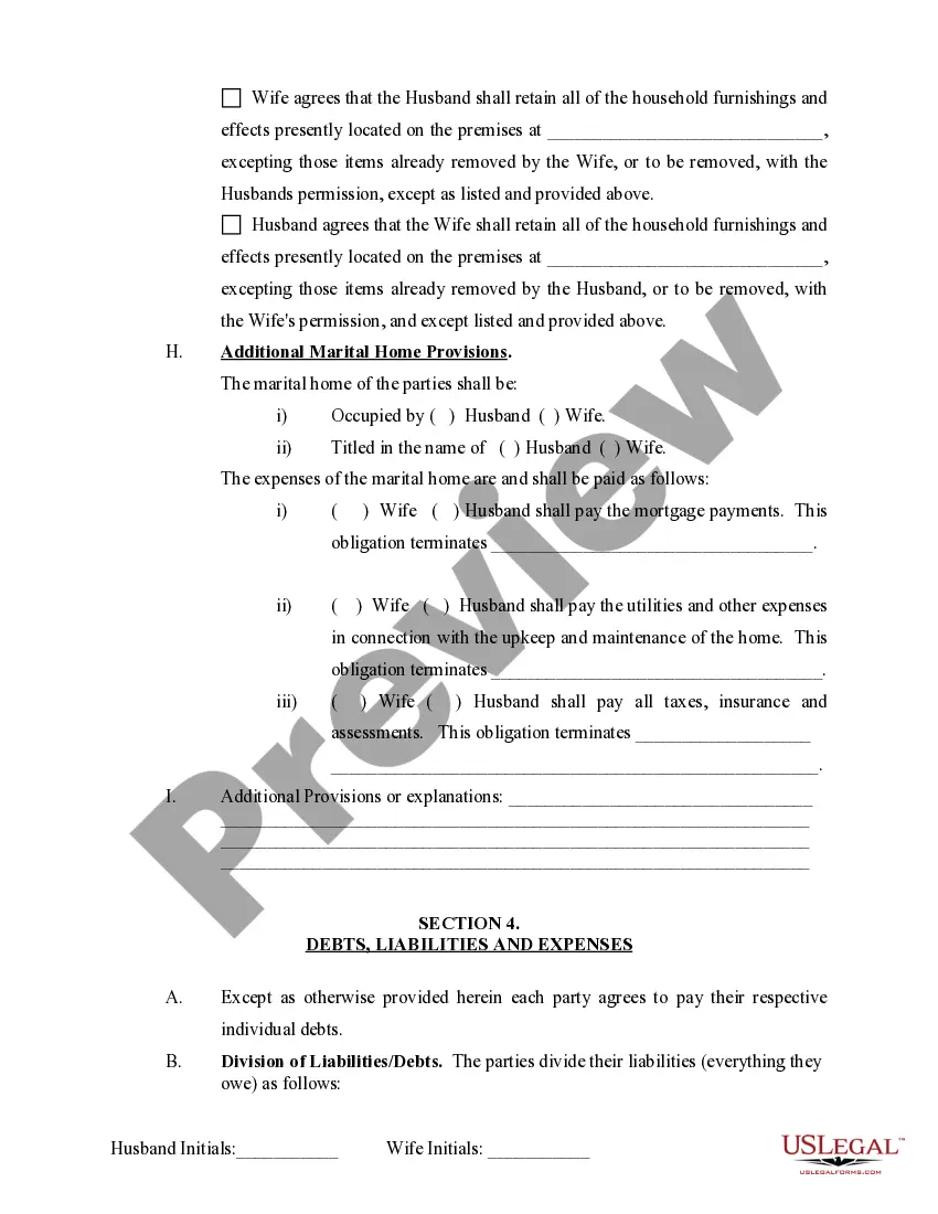 Preview Marital Domestic Separation and Property Settlement Agreement Minor Children Parties May have Joint Property or Debts where Divorce Action Filed