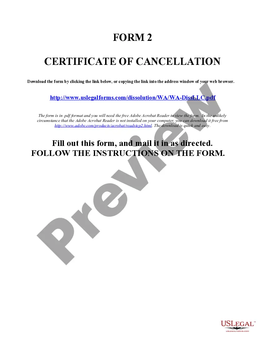 Get Washington Dissolution Package to Dissolve Limited Liability Company LLC Preview Washington Dissolution Package to Dissolve Limited Liability Company LLC