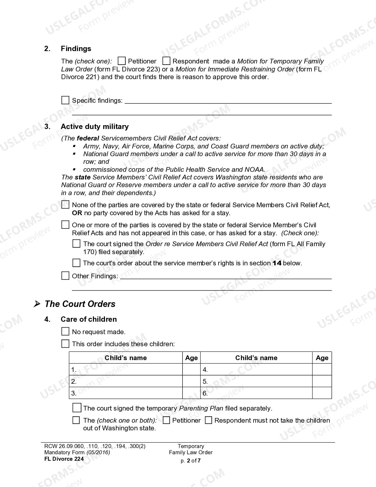 Preview WPF DR 04.0250 - Temporary Order