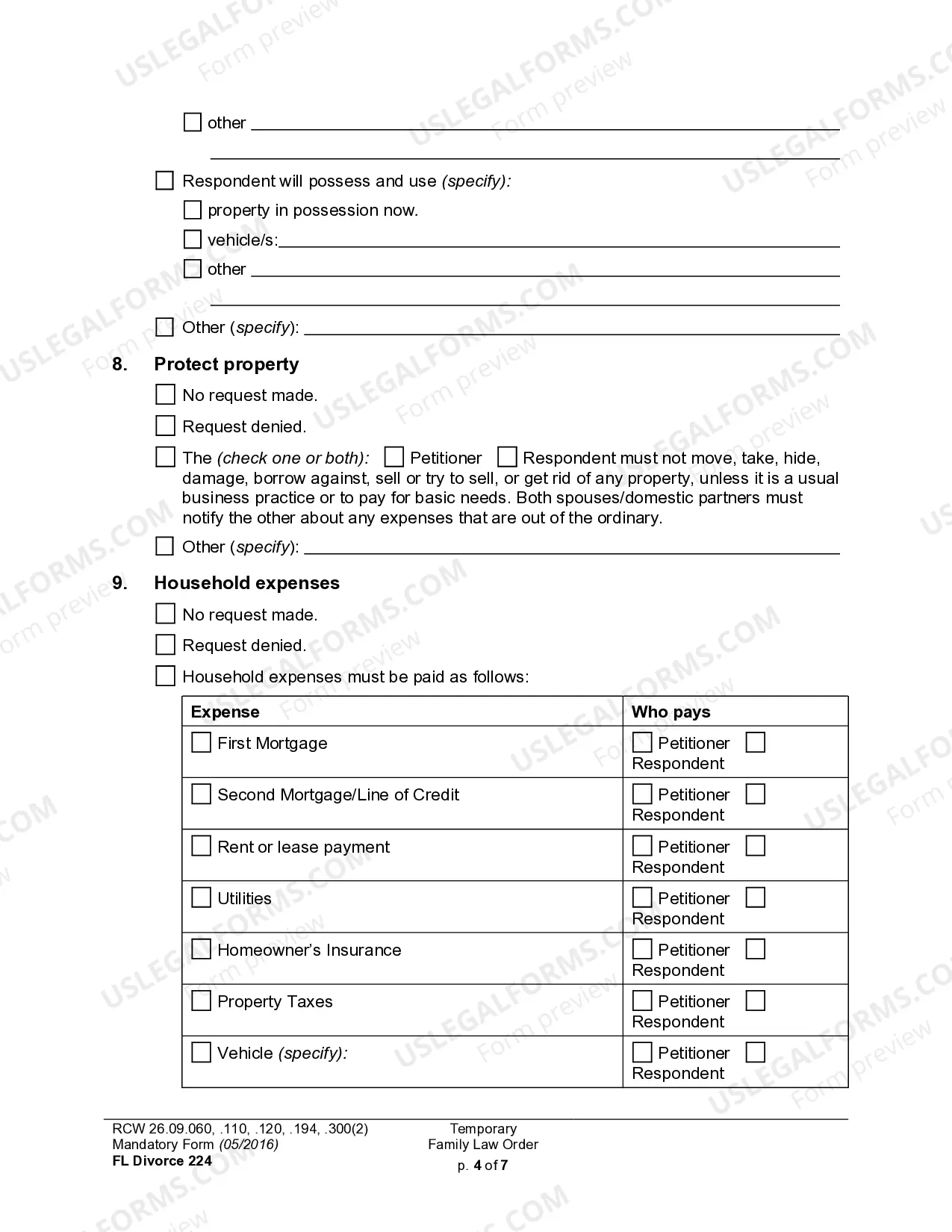 Preview WPF DR 04.0250 - Temporary Order