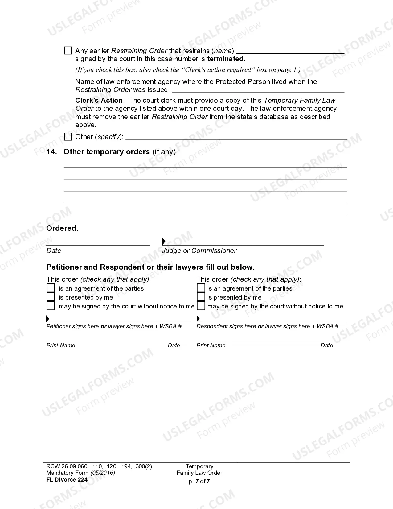 Preview WPF DR 04.0250 - Temporary Order