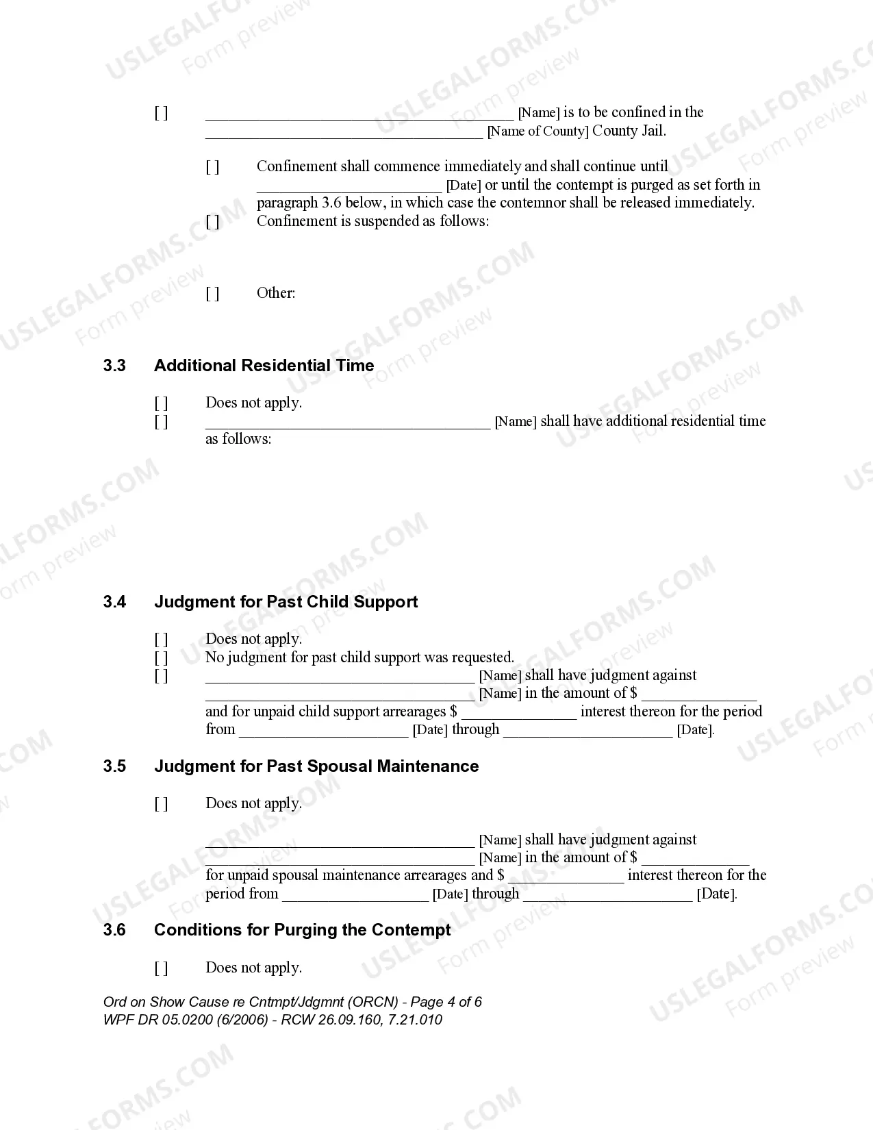 Preview WPF DR 05.0200 - Order on Show Cause regarding Contempt - Judgment