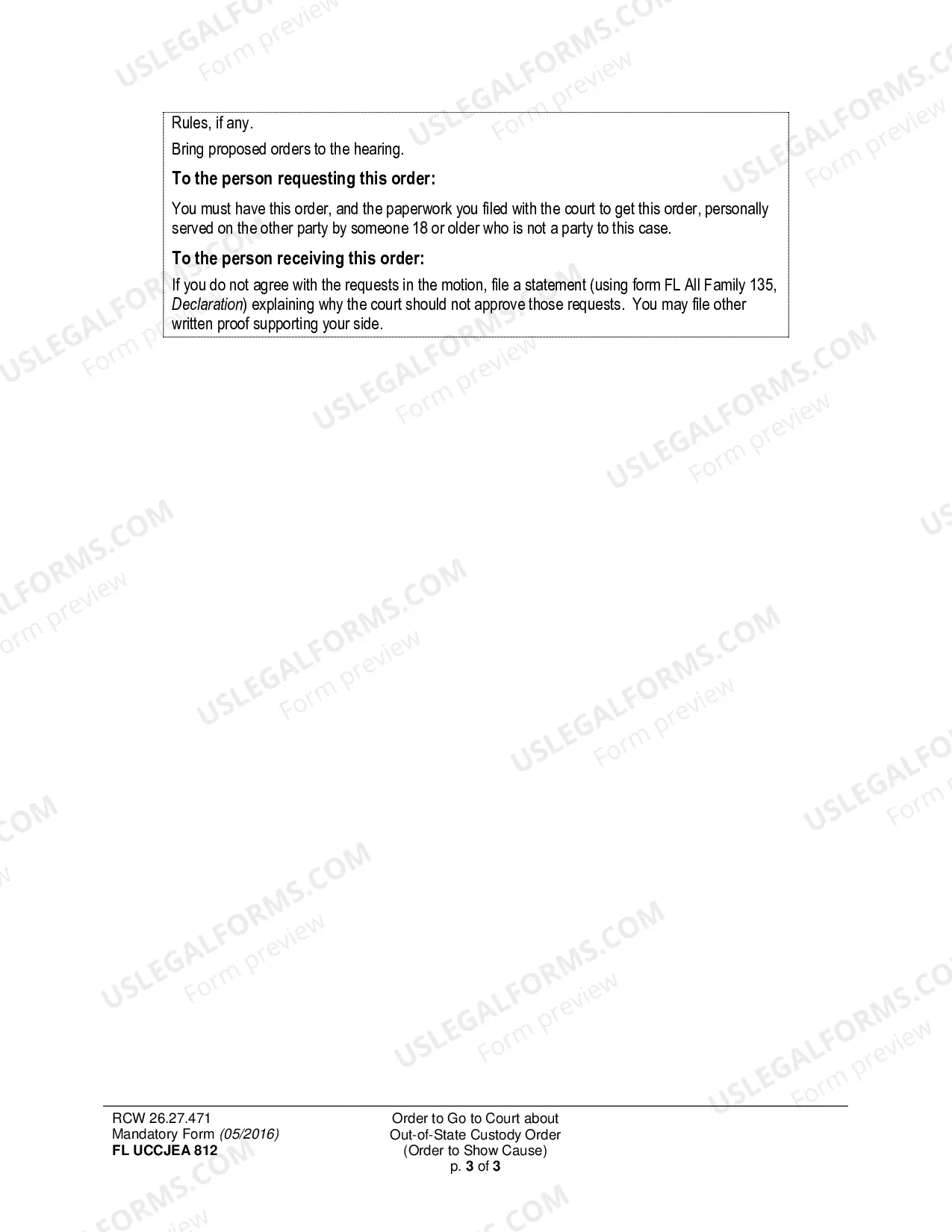Preview WPF DRPSCU 08.0570 - Order to Appear and Show Cause regarding Enforcement of Child Custody Determination Under