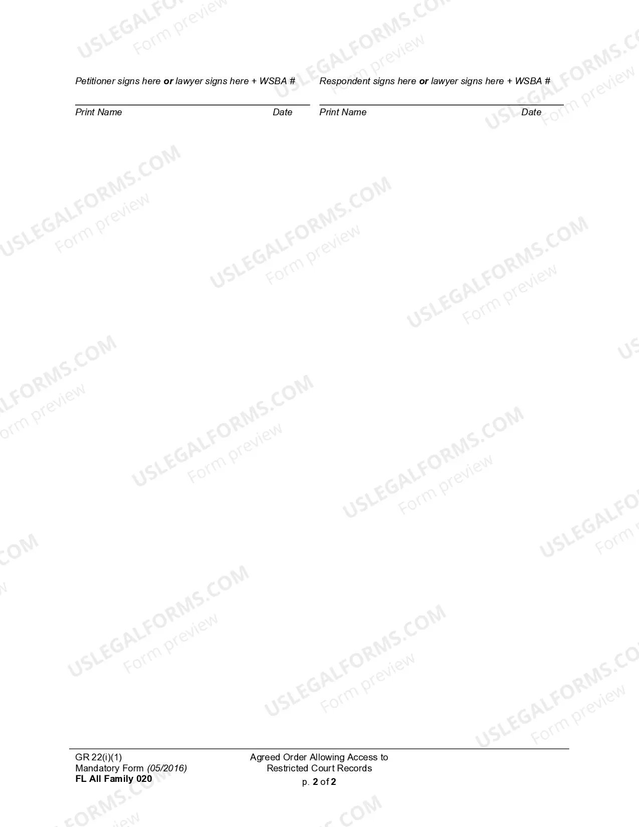 Preview Stipulation and Order to Allow Access to Sealed Records Under GR 22c2