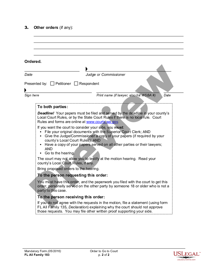 Washington Wpf Drpscu 010410 Order To Show Cause Us Legal Forms 8908