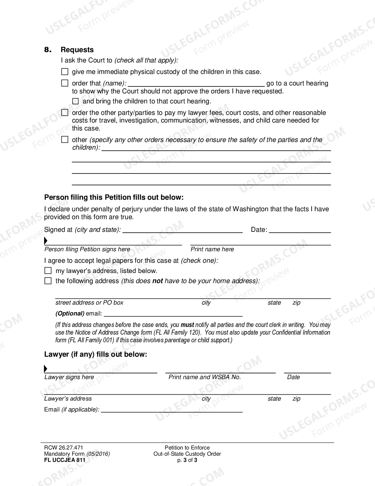 Preview WPF DRPSCU 08.0560 - Petition for Enforcement of Child Custody Determination and
