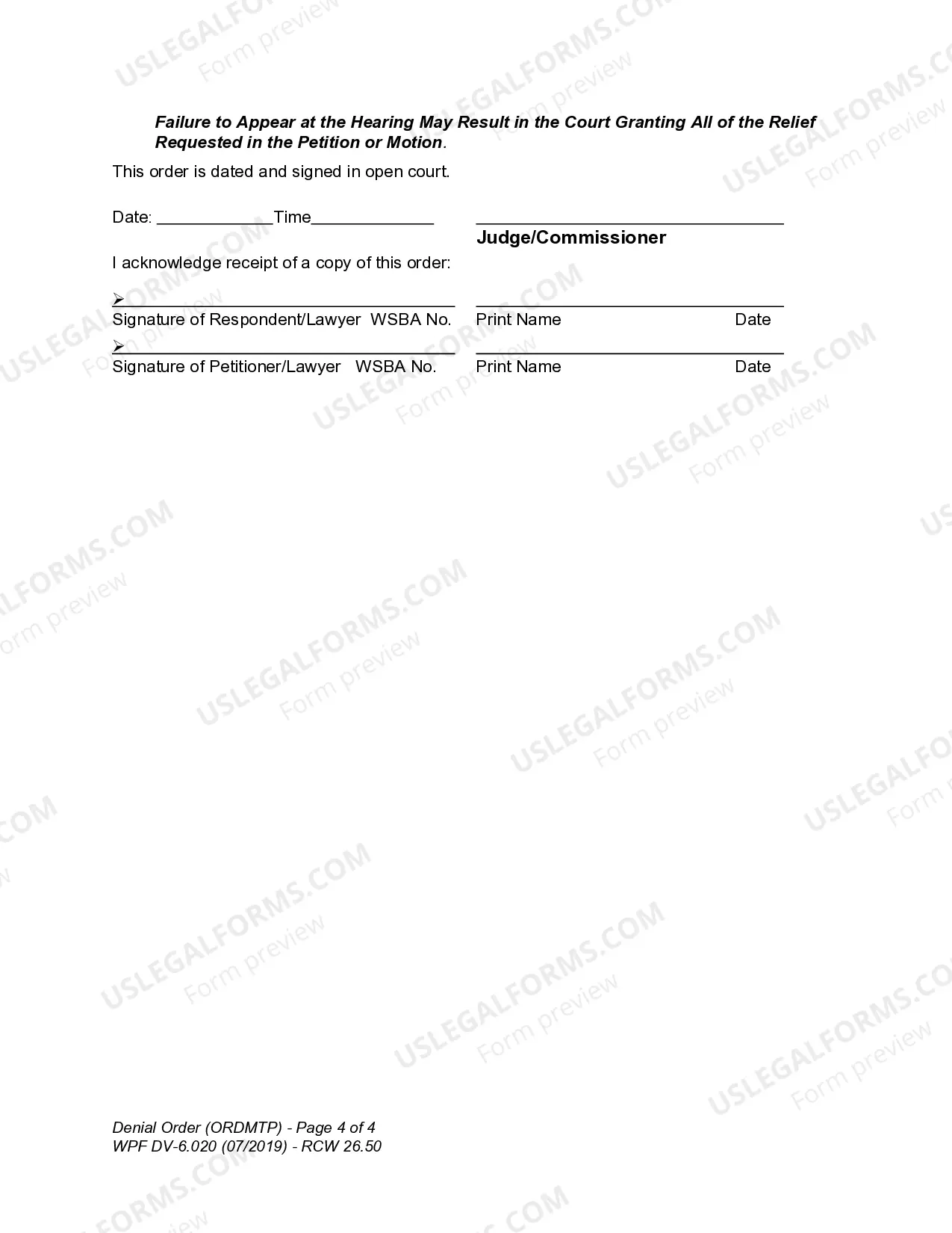 Preview WPF DV 6.020 - Denial Order