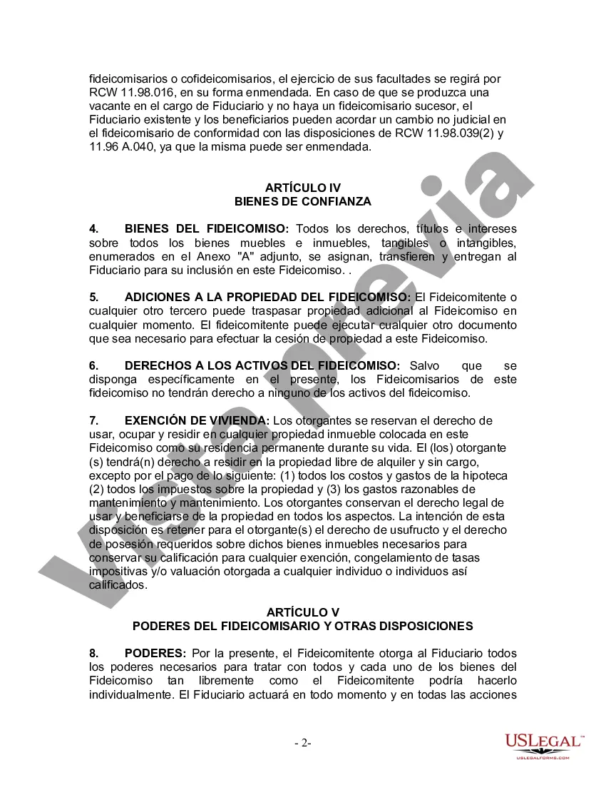Preview Fideicomiso en vida para esposo y esposa sin hijos