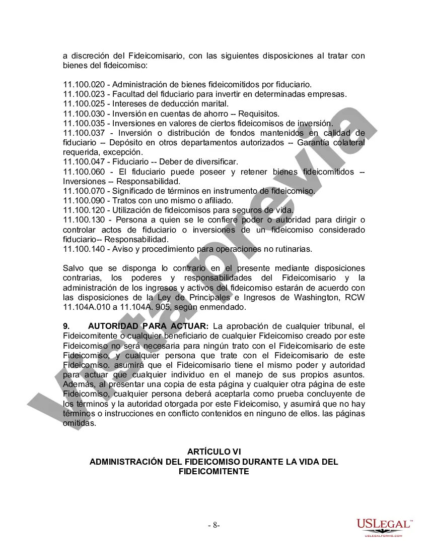 Preview Fideicomiso en vida para esposo y esposa sin hijos