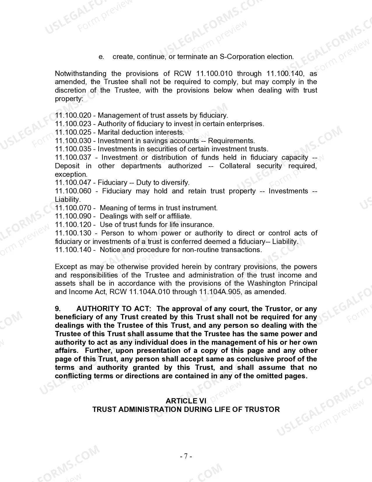 Preview Revocable Living Trust for Husband and Wife with No Children
