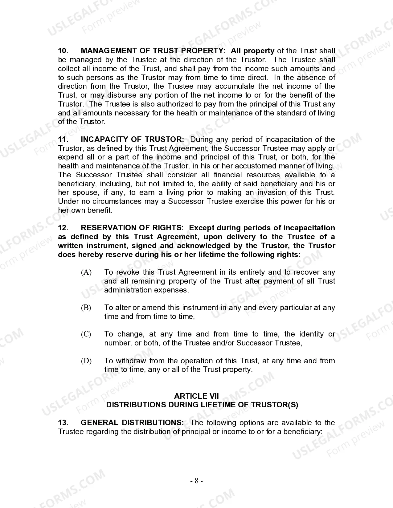 Preview Revocable Living Trust for Husband and Wife with No Children