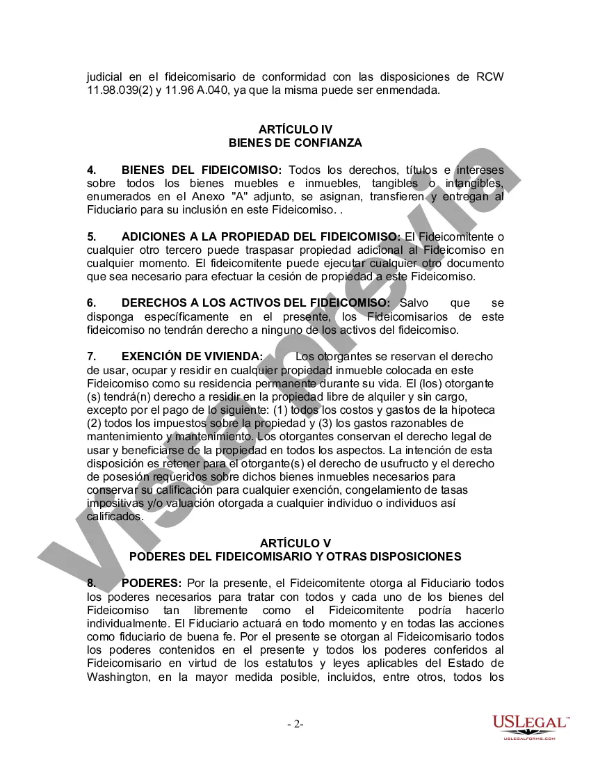 Preview Fideicomiso en Vida para Individuos Solteros, Divorciados o Viudos o Viudos sin Hijos