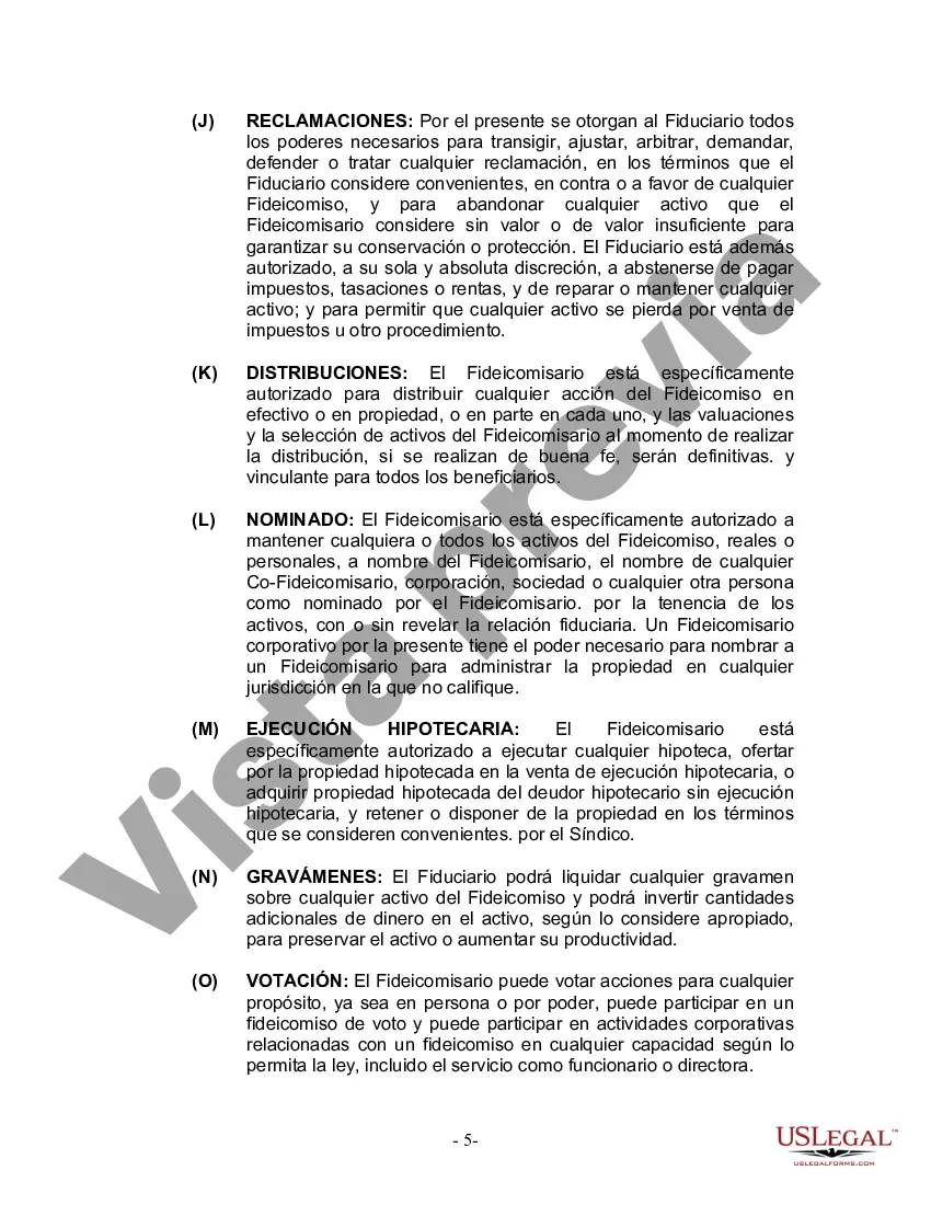 Preview Fideicomiso en Vida para Individuos Solteros, Divorciados o Viudos o Viudos sin Hijos