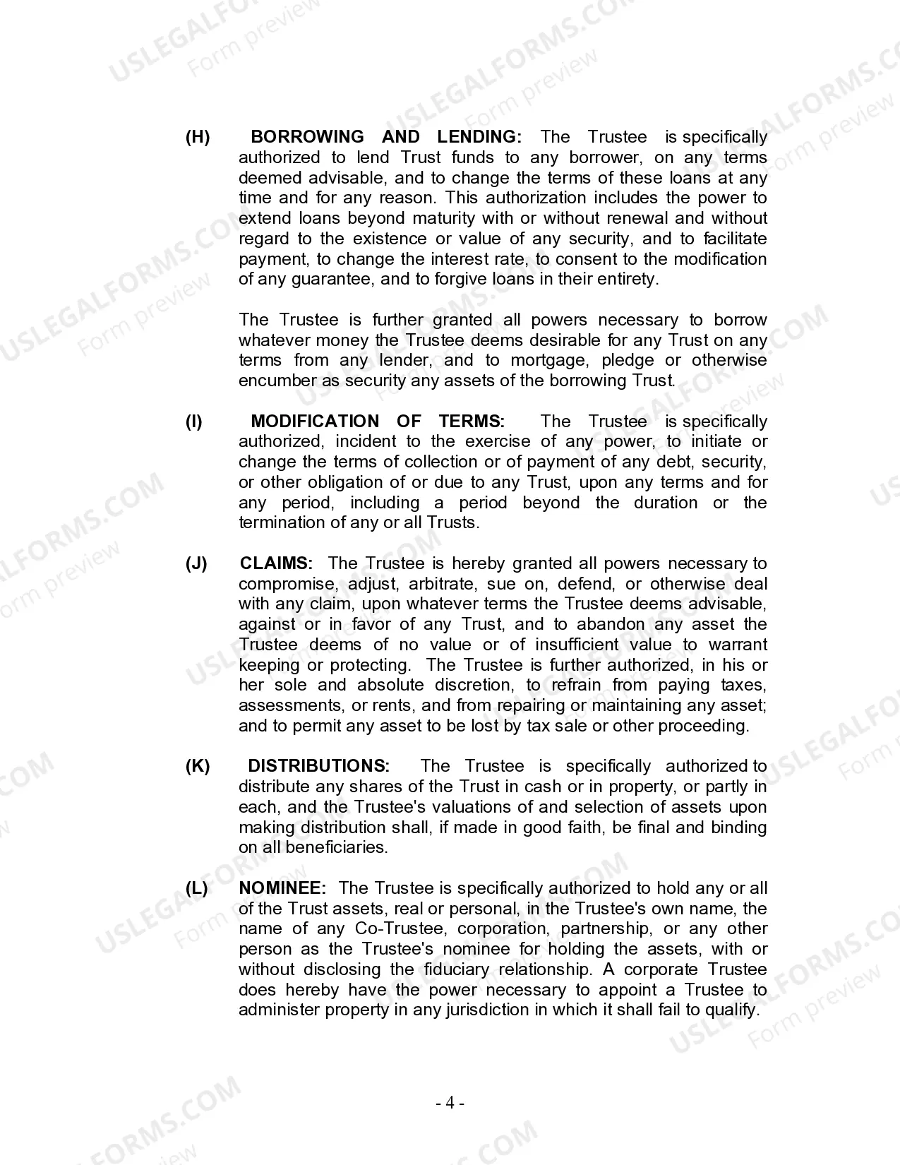 Preview Living Trust for Individual Who is Single, Divorced or Widow or Widower with No Children