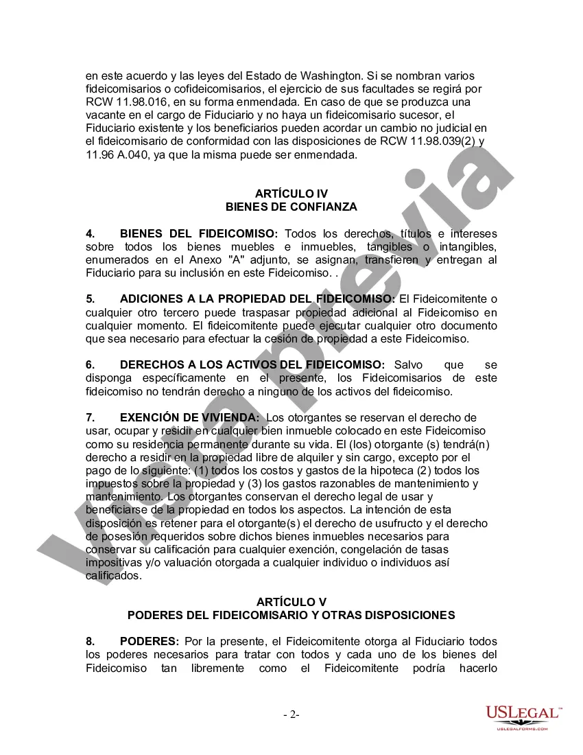 Preview Fideicomiso en Vida para Individuos Solteros, Divorciados o Viudos o Viudos con Hijos