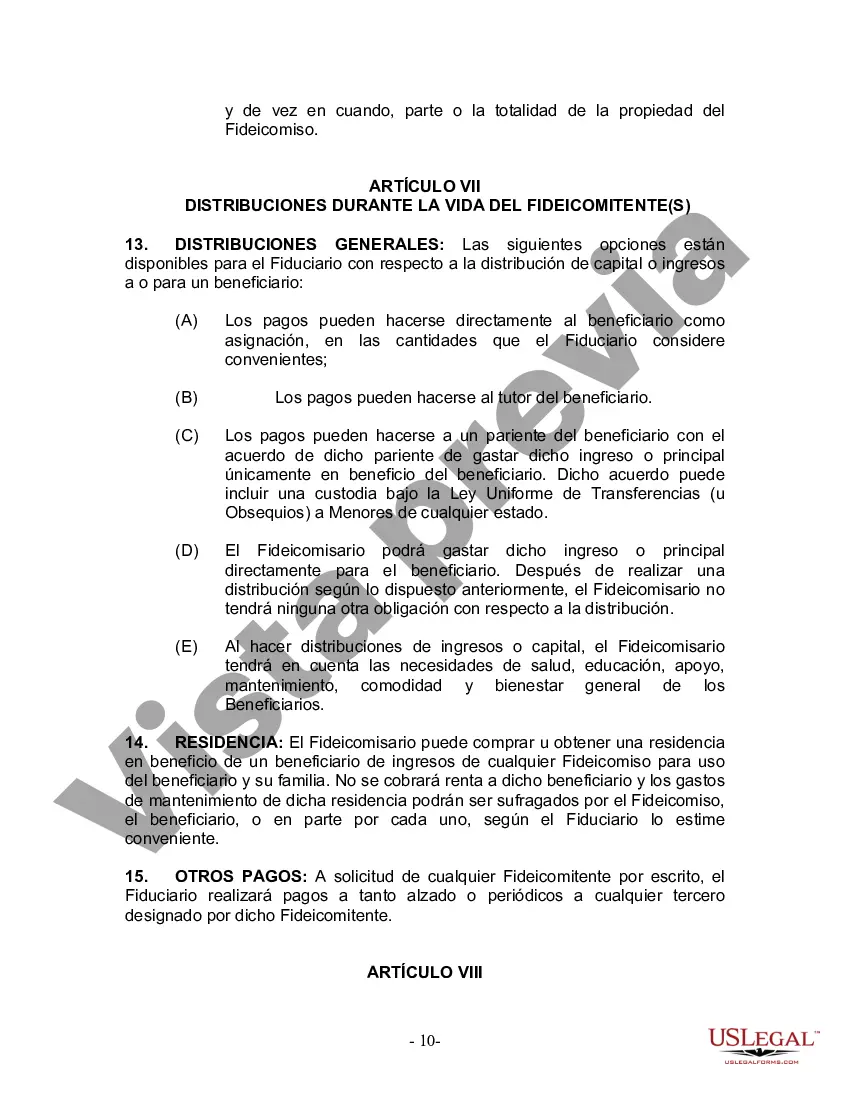 Preview Fideicomiso en vida para esposo y esposa con un hijo