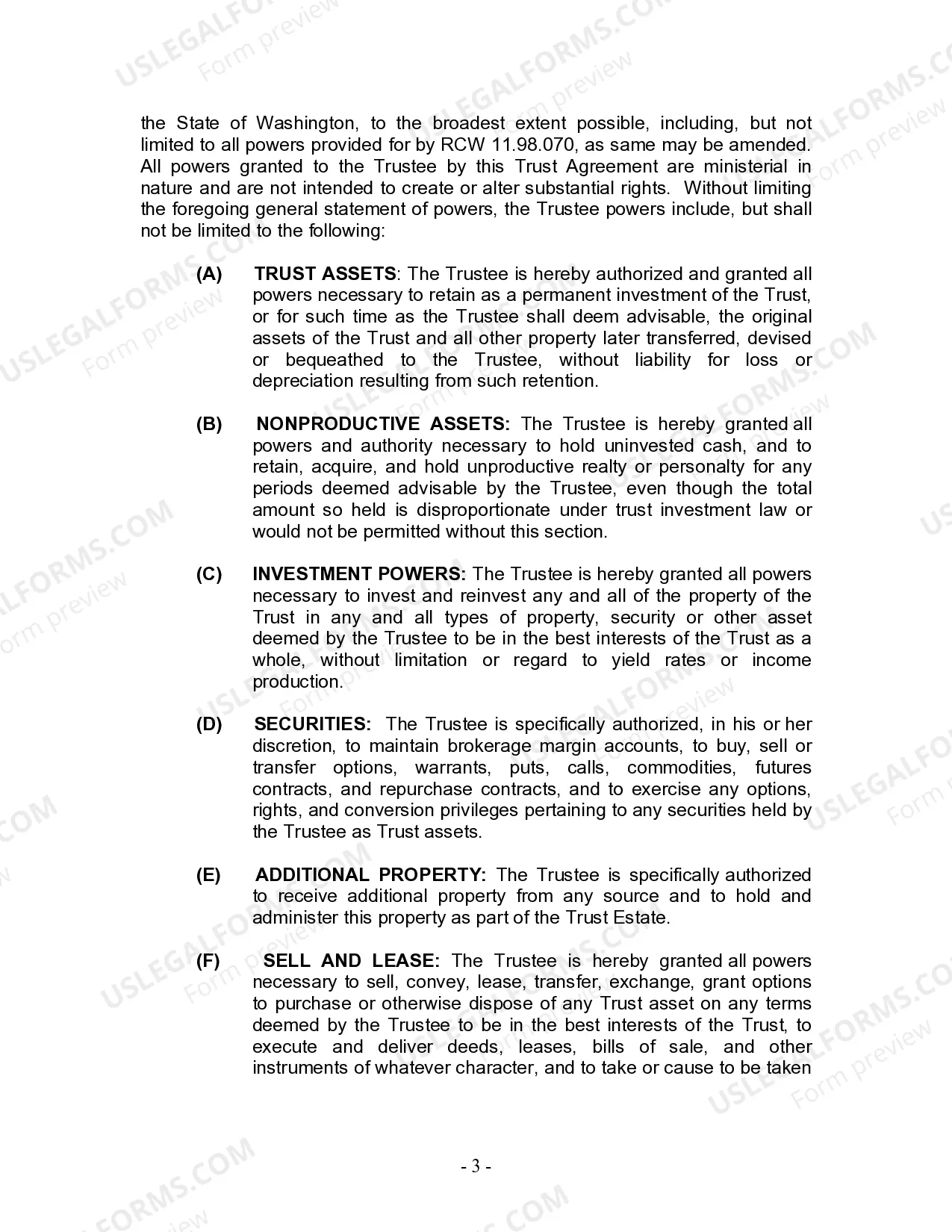 Preview Living Trust for Husband and Wife with Minor and or Adult Children