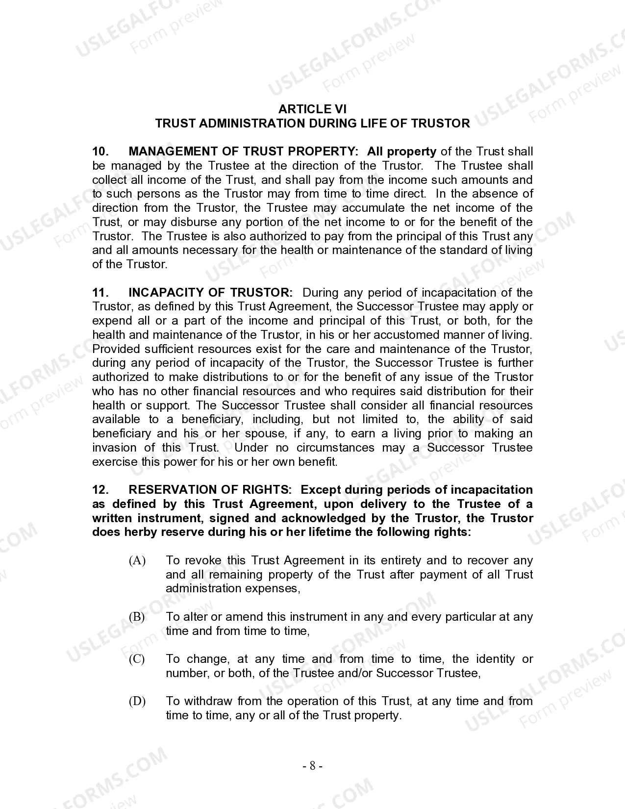 Preview Living Trust for Husband and Wife with Minor and or Adult Children