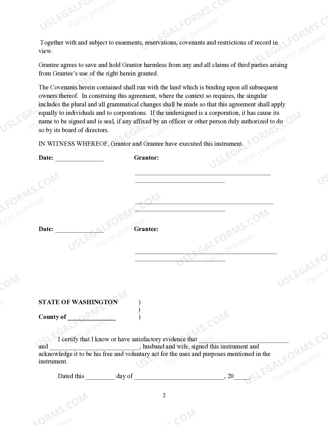 Preview Easement Agreement for Ingress and Egress