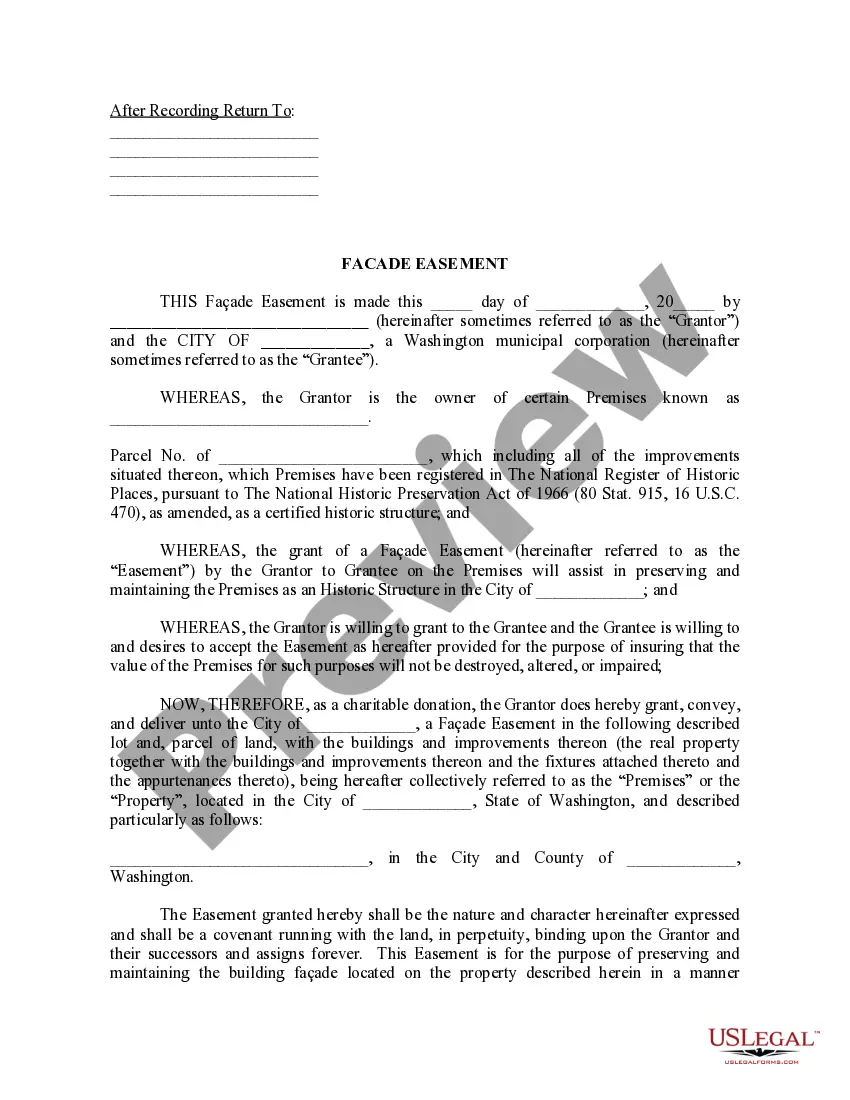 Preview Facade Easement Agreement