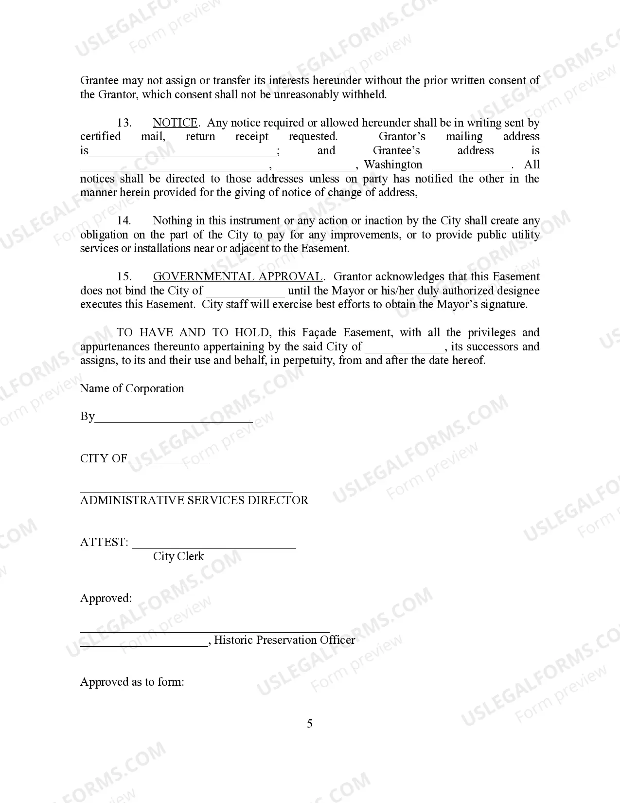 Preview Facade Easement Agreement