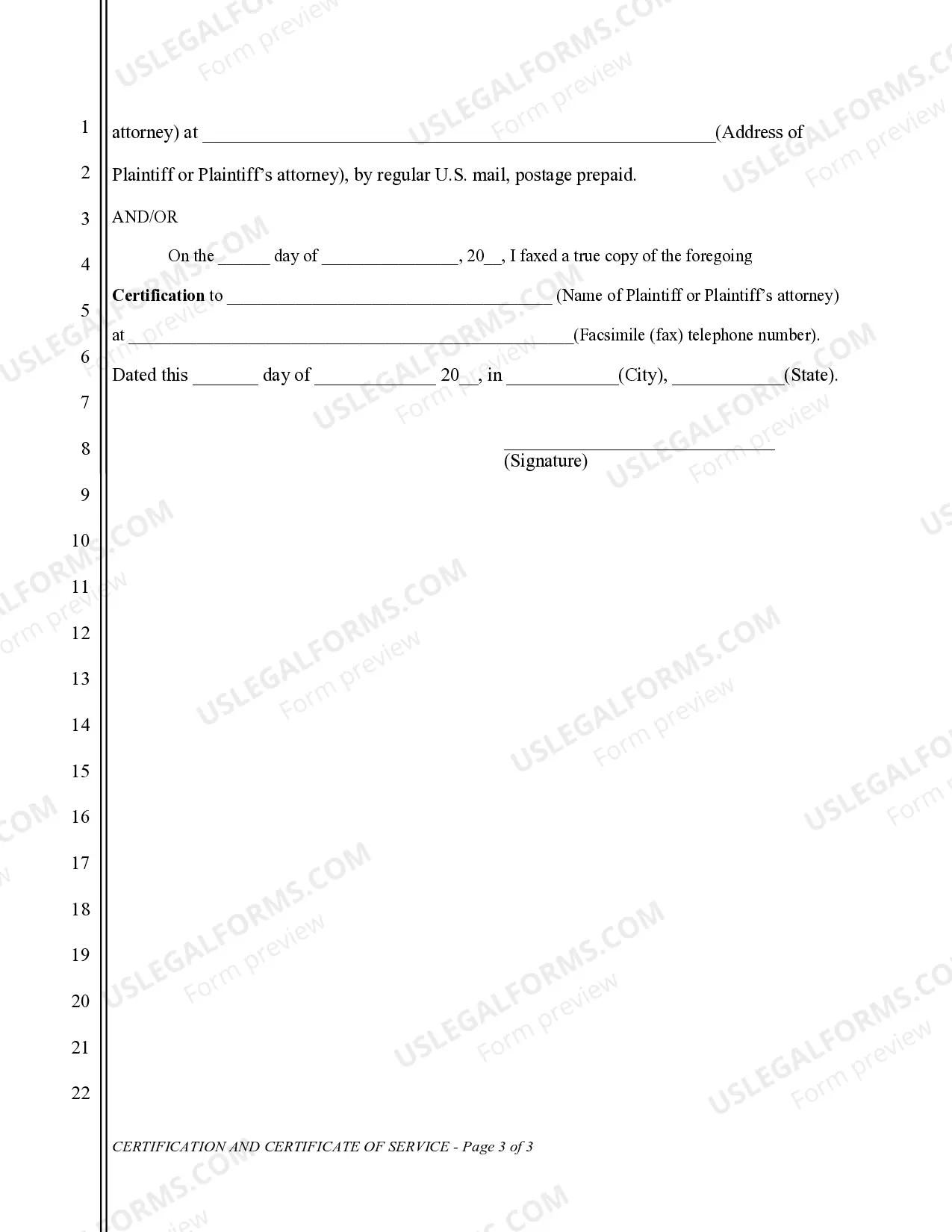 Preview Certification and Certificate of Service