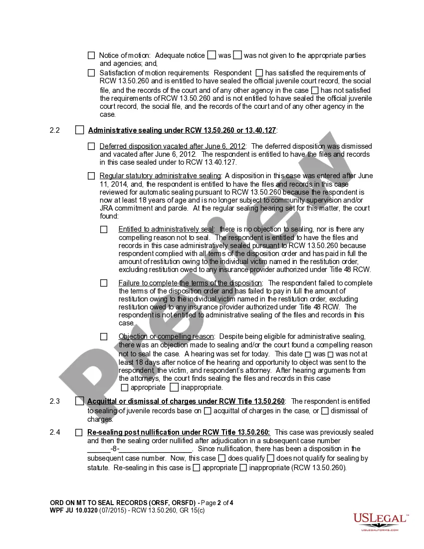 Get Order on Motion to Seal Records of Juvenile Offender Preview Order on Motion to Seal Records of Juvenile Offender