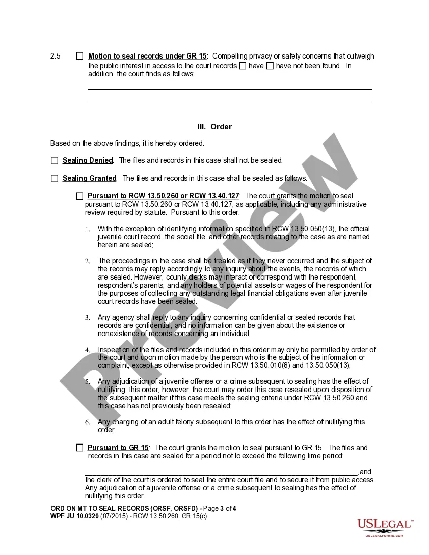Get Order on Motion to Seal Records of Juvenile Offender Preview Order on Motion to Seal Records of Juvenile Offender