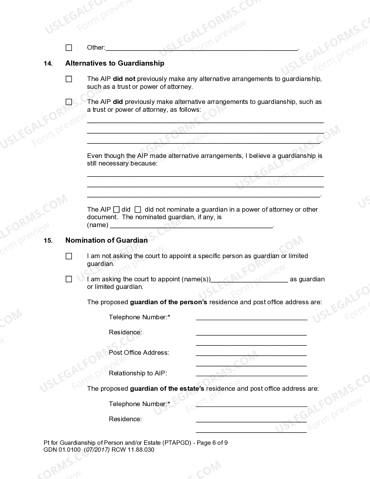Preview Petition for Guardianship