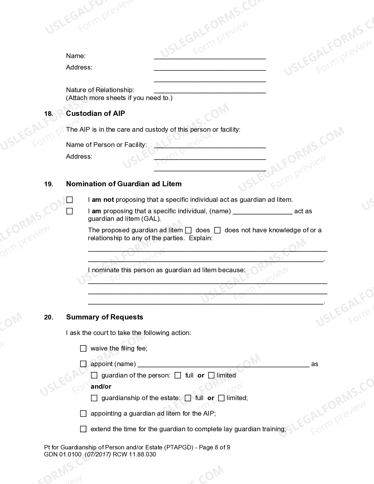 Preview Petition for Guardianship