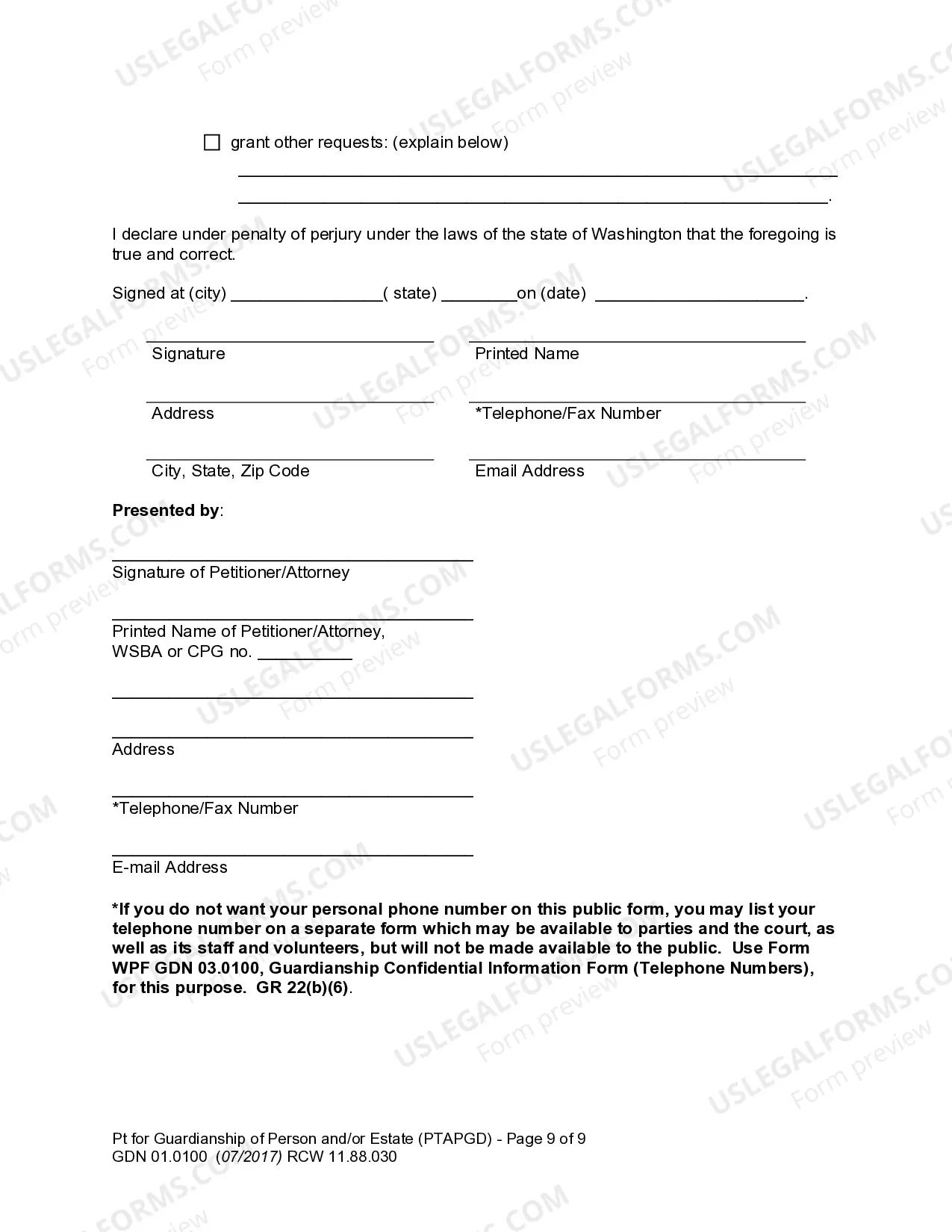 Preview Petition for Guardianship