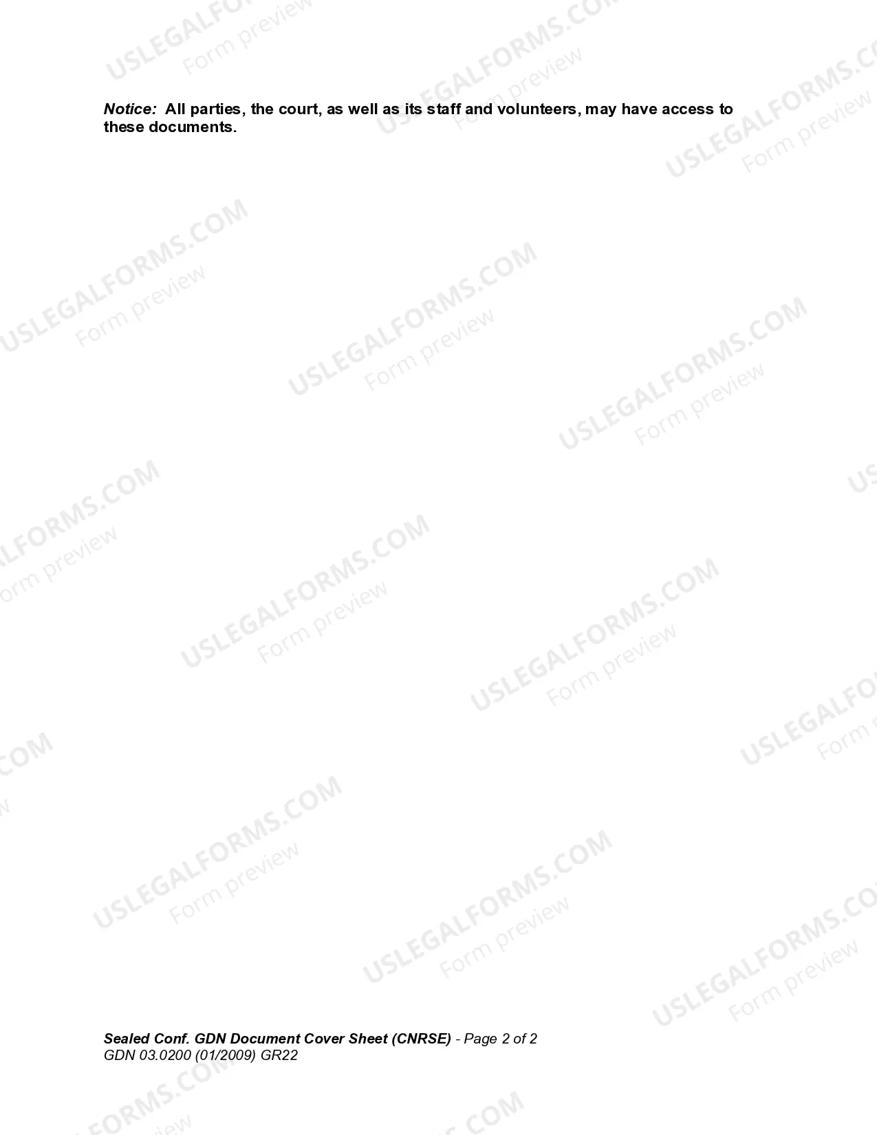 Preview Sealed Confidential Guardianship Document Cover Sheet