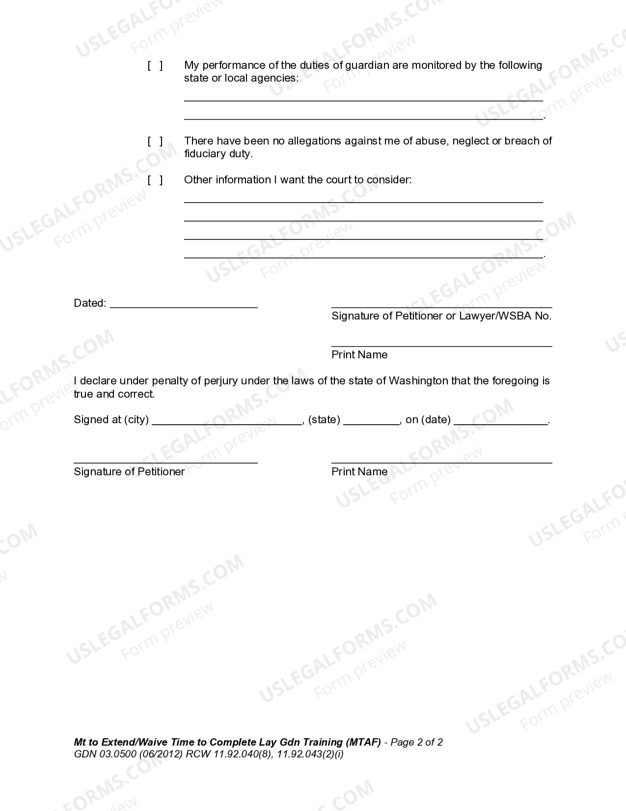 Preview Motion to Extend Time to Complete Lay Guardian Training/Waive Requirements to Complete Lay Guardian Training