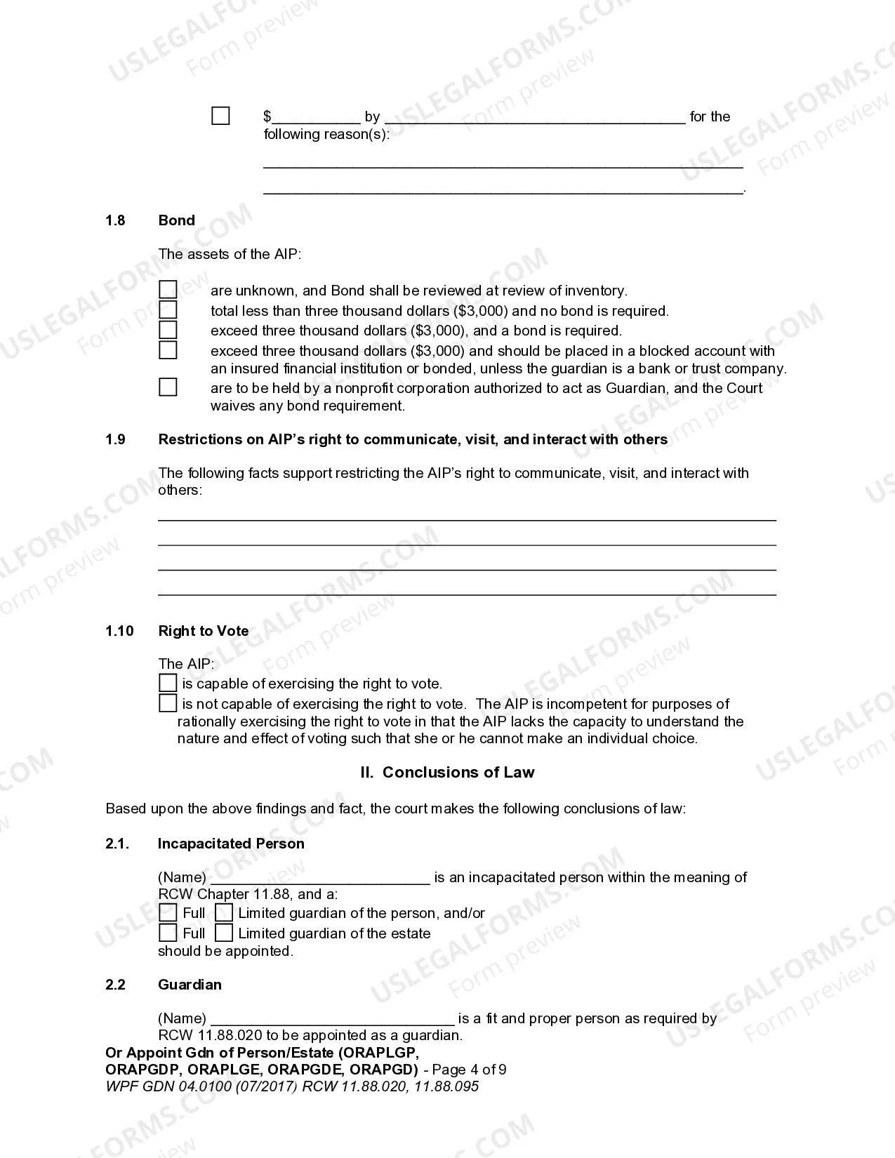 Preview Order Appointing Guardian