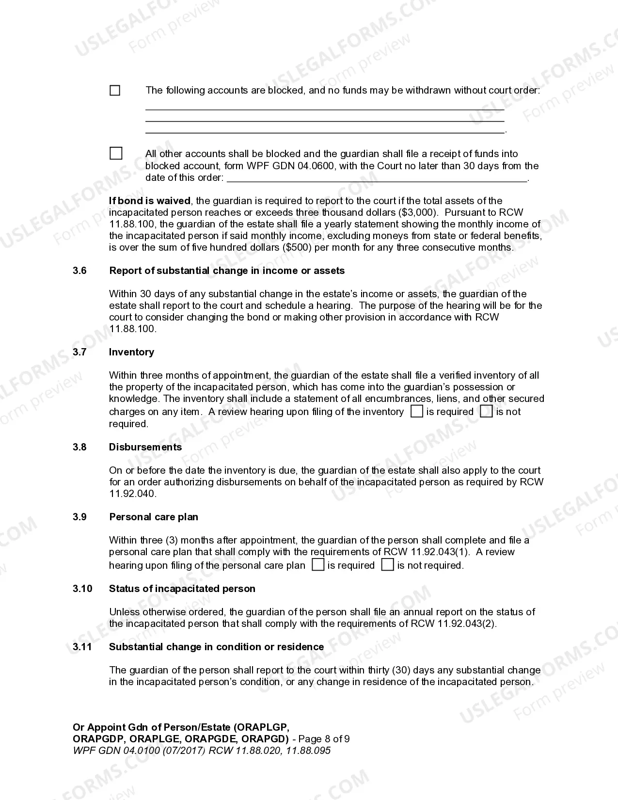 Preview Order Appointing Guardian