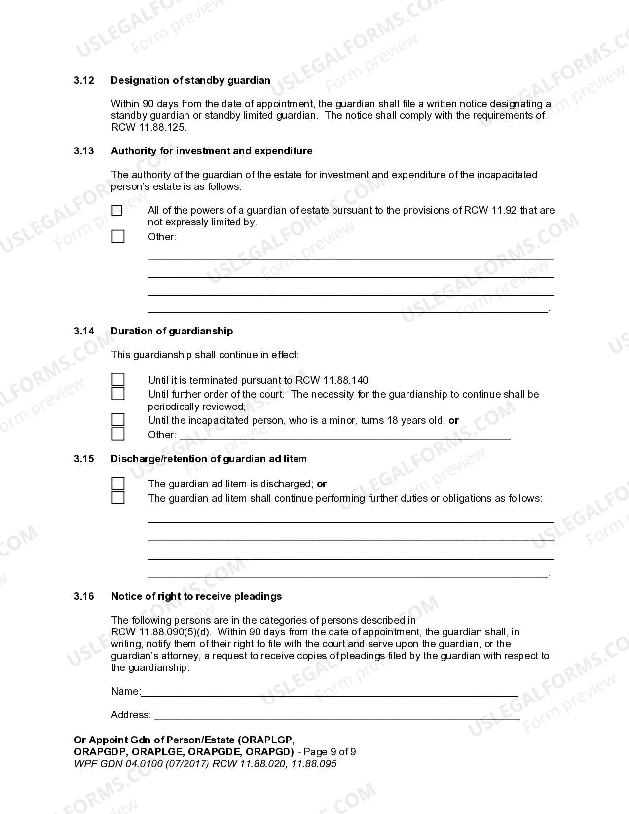 Preview Order Appointing Guardian