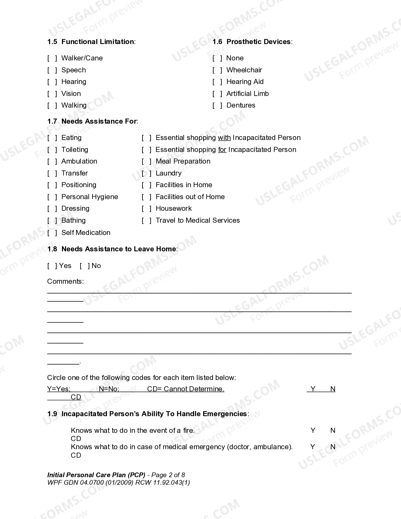 Preview Initial Personal Care Plan - PCP