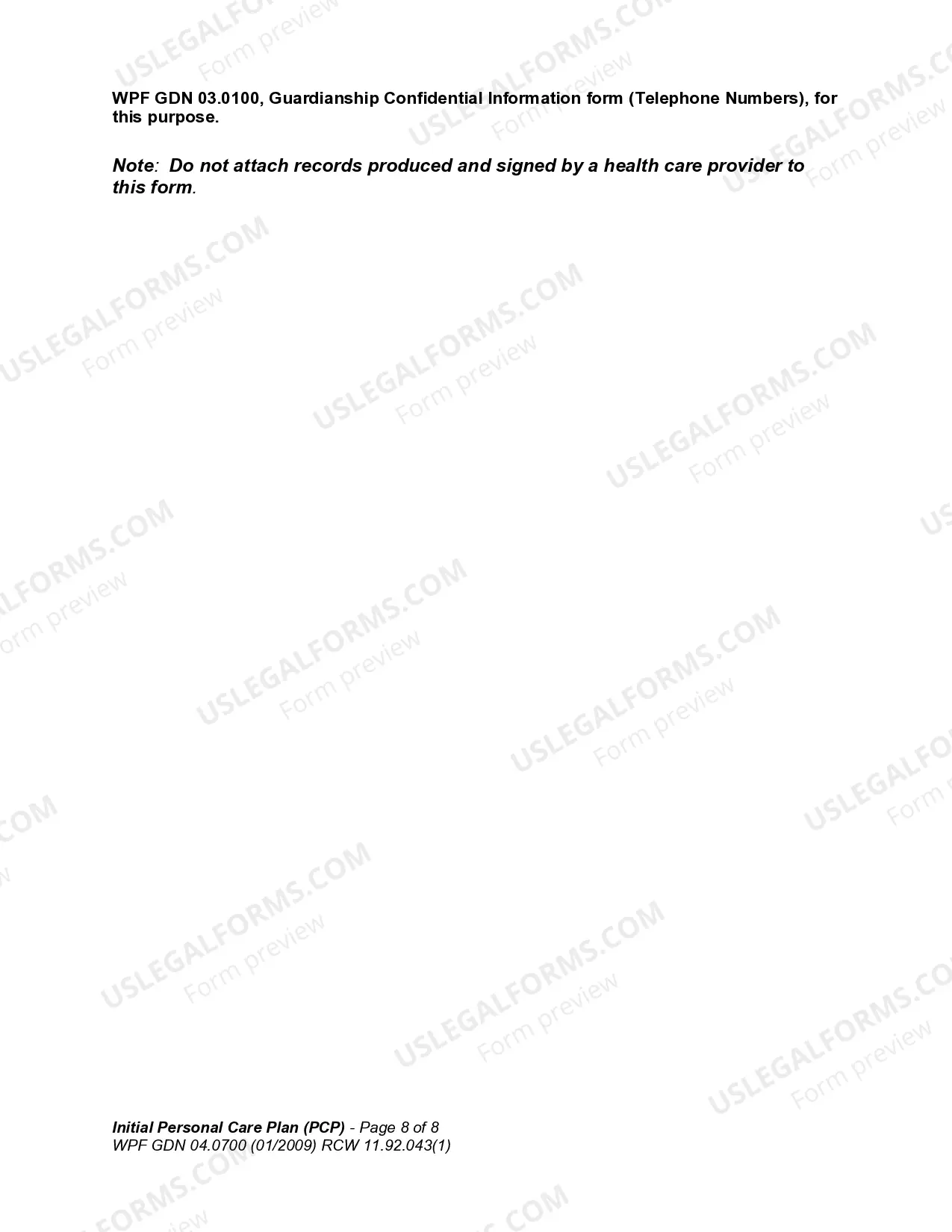 Preview Initial Personal Care Plan - PCP