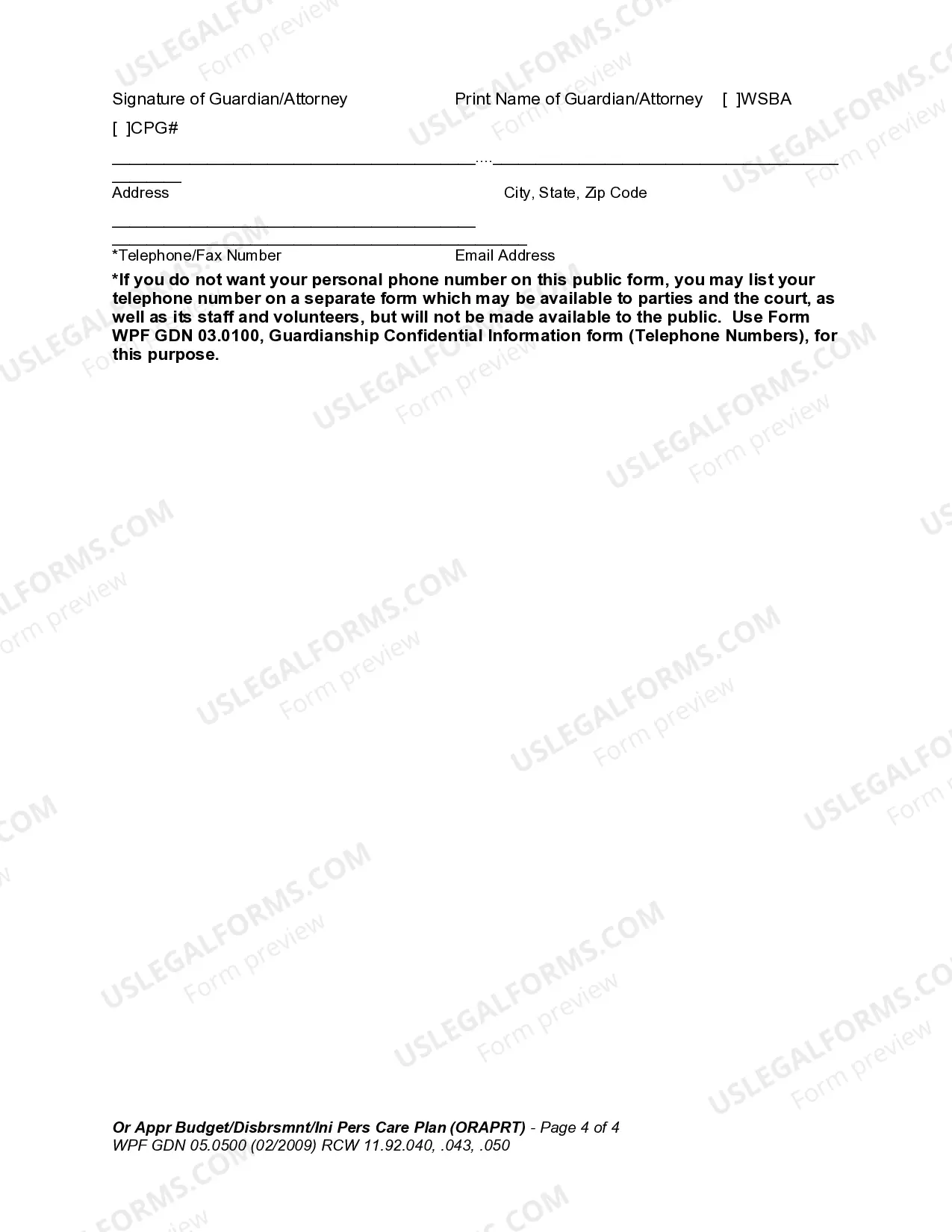 Preview Order Approving Budget, Disbursements, and Initial Personal Care Plan