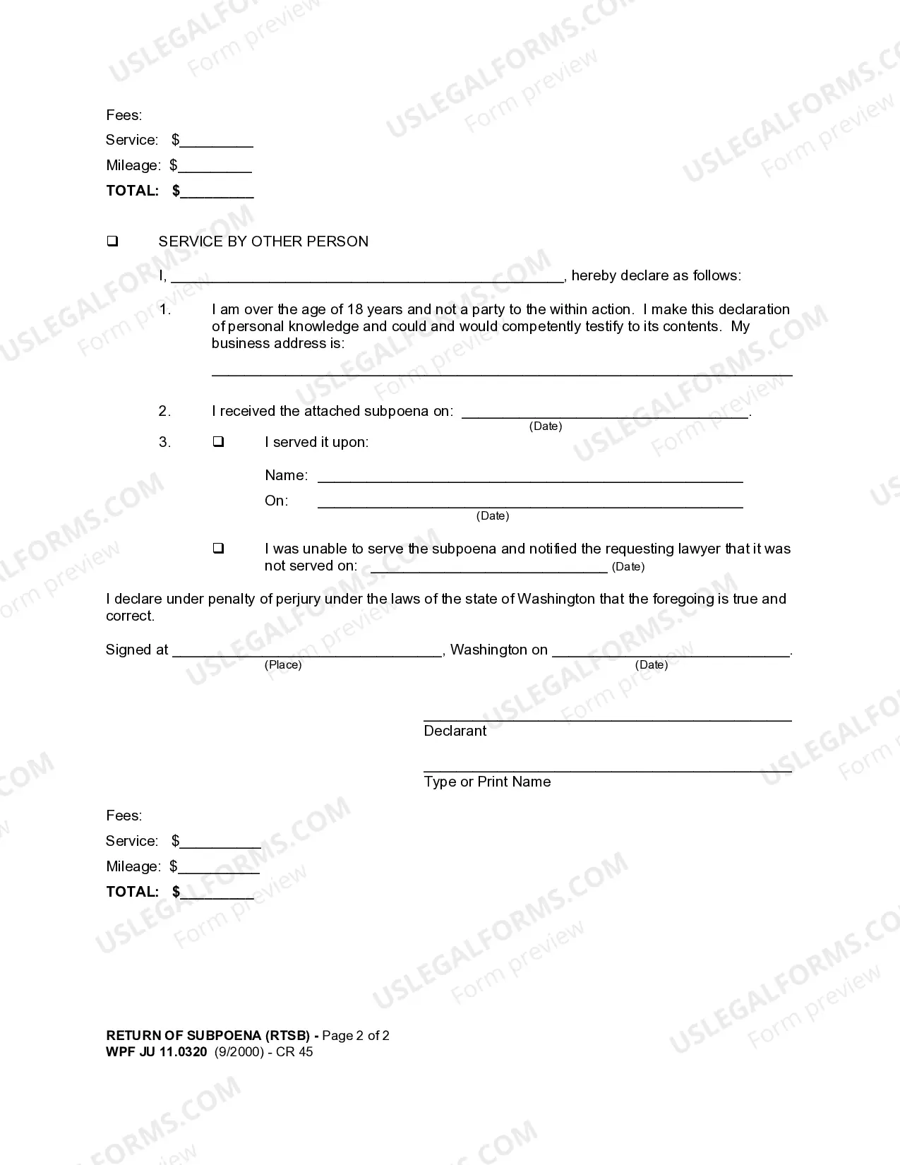 Preview JU 11.0320 - Return of Subpoena